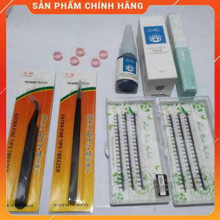 Combo set tự nối mi cơ bản giúp tự nối mi tại nhà dễ như ăn bánh. Set đủ dụng cụ cần thiết gồm 1 cặp nhíp cong thẳng,