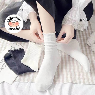 Tất cao cổ viền bèo 3 màu basic phong các LOLi