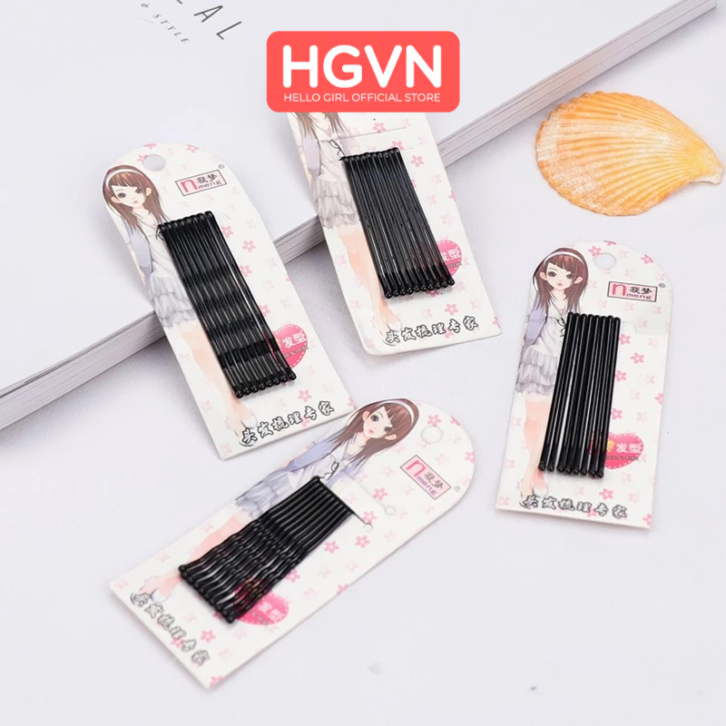 Set 10 kẹp tăm kẹp tách mái màu đen cao cấp HGVN dành cho nữ tạo kiểu đi chơi làm việc công sở văn phòng đi đám cưới