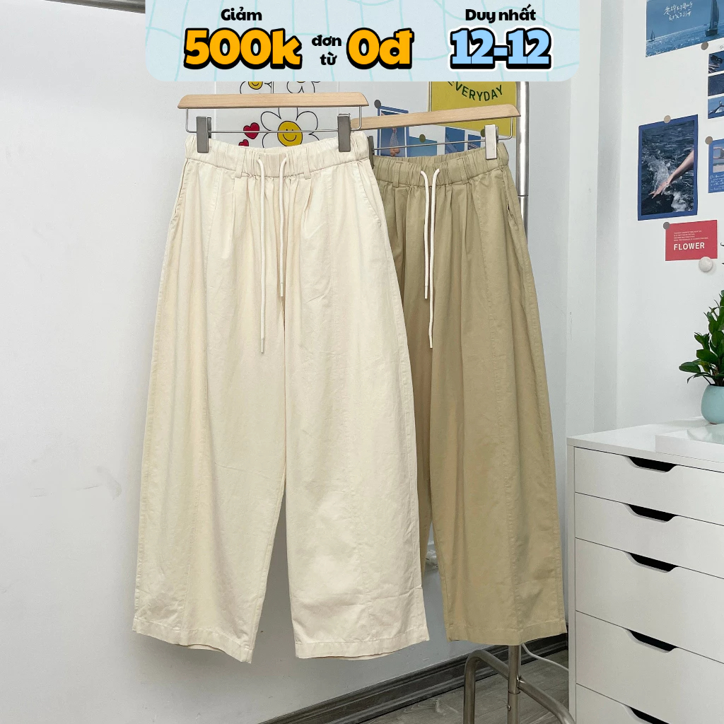 Quần baggy kaki gió MC21.STUDIOS lưng cao cạp chun bigsize Ulzzang Streetwear Hàn Quốc chất xịn mềm Q3616