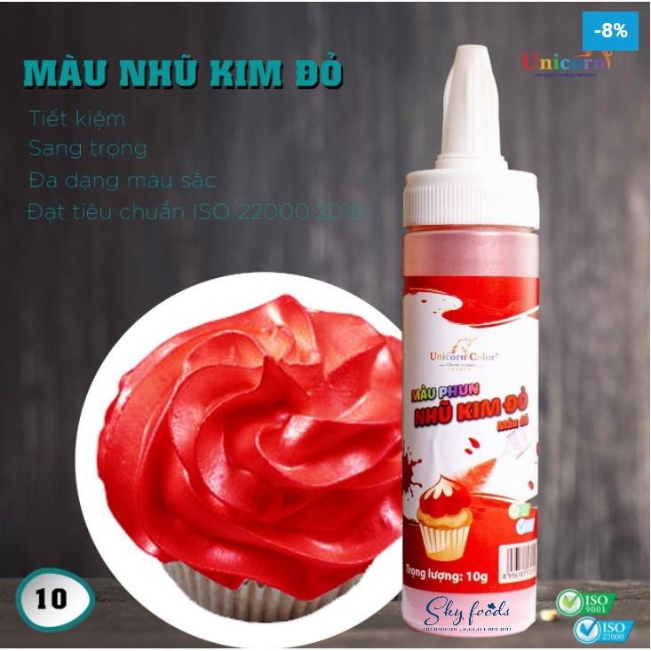 Màu phun nhũ kim thực phẩm Unicorn Color, màu phun nhũ kim Unicorn
