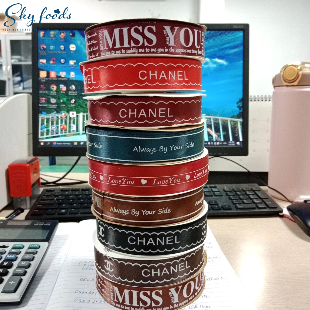 Ruy băng lụa chữ 2.5cm dài 45m Hàng đẹp