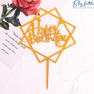 Trang Trí Sinh Nhật - Combo 10 chiếc Meka Happy Birthday hình vuông loại bạc,vàng, đen.