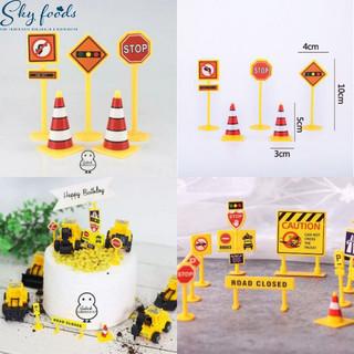 Bộ Biển Báo Giao Thông Trang Trí Bánh Kem- Phụ Khiện Trang Trí Bánh Sinh Nhật, Bánh Kem