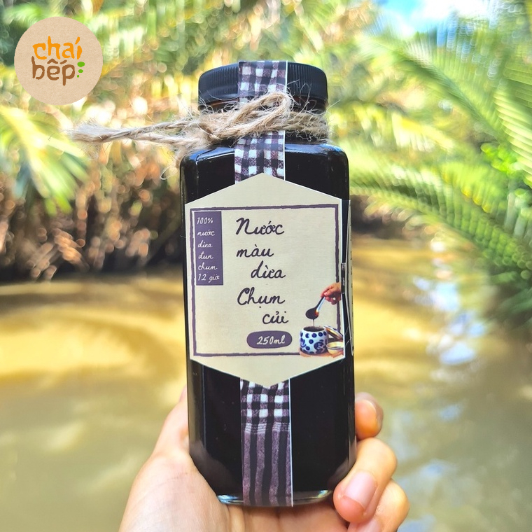 NƯỚC MÀU DỪA 250ML (1 chai) CHỤM CỦI NGUYÊN CHẤT - Chái bếp quê nhà Bến Tre - Nguyên liệu an lành