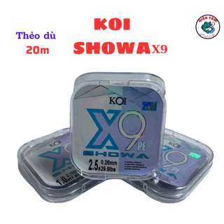 Dù câu cá, dây dù thẻo koi showa x9 pe