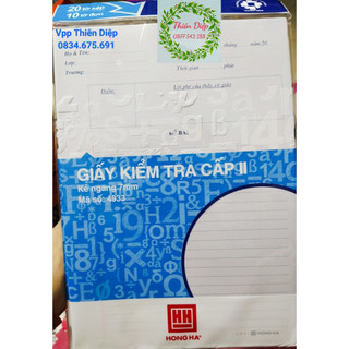 Giấy kiểm tra cấp 2 Hồng Hà