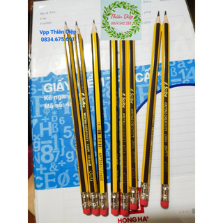Bút chì gỗ Deli C004 chì sọc vàng có đầu tẩy