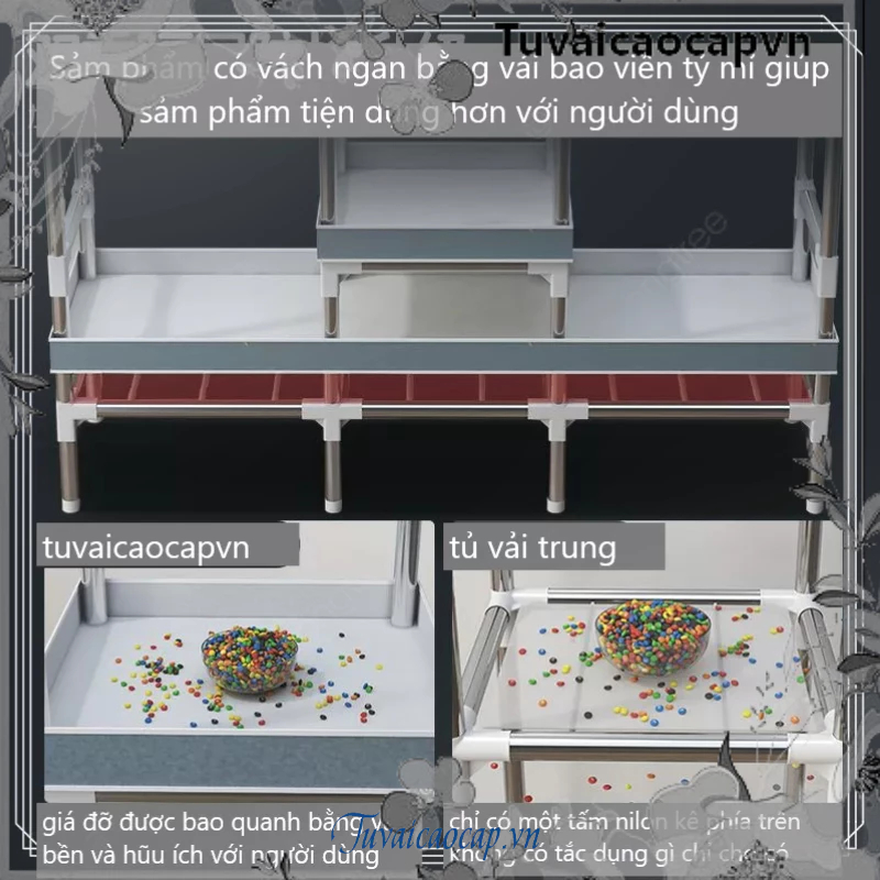 Tủ quần áo vải , tủ vải Đựng quần áo CHỐT NHỰA  khung thép titan 2,3,4 buồng cao cấp TUVAICAOCAPVN bảo hành 12 tháng