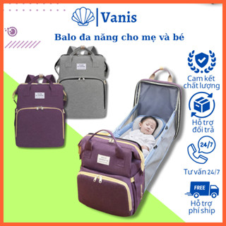Balo đa năng cho mẹ và bé, Nôi gấp gọn đi du lịch, Balo giữ nhiệt với vải chống bụi chống chấm cước Cao Cấp