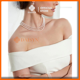 N873 dây chuyền ngọc trai nhân tạo 3 sợi, dây chuyền cưới , thiết kế dây chuyền ngọc trai