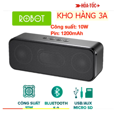 Loa Bluetooth Công Suất 10W pin 1200mAh ROBOT RB520 - BH 12 tháng