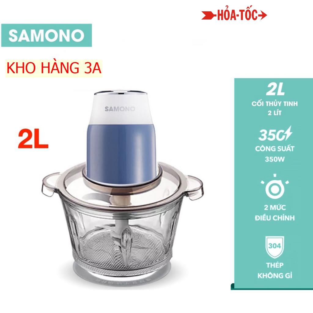 Máy xay thực phẩm Samono SW-069S 2L xay đa năng thịt rau củ quả tỏi ớt - Hàng Chính Hãng.