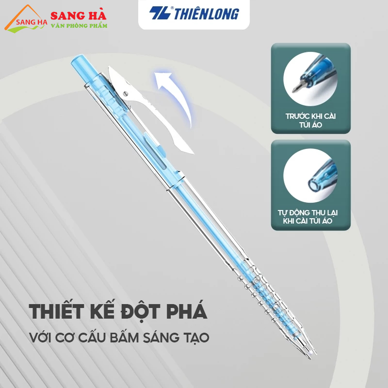 Bút bi Thiên Long màu Pastel ngòi 0.5mm Pro 027 TL-105 Mực Xanh