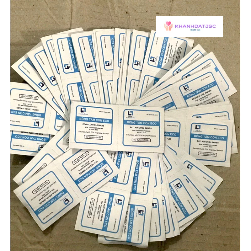 Bông tẩm cồn Eco 3x3 cm