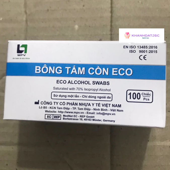 Bông tẩm cồn Eco 3x3 cm