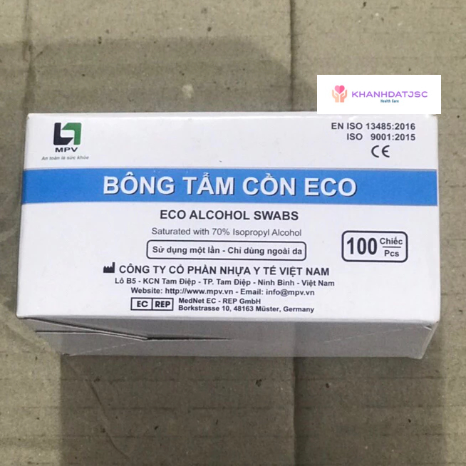 Bông tẩm cồn Eco 3x3 cm