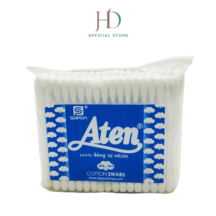 Tăm Bông Kháng Khuẩn Aten, Vệ Sinh Tai Mũi, 100% COTTON