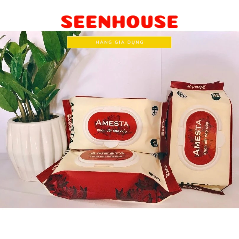 1 Gói khăn ướt cao cấp Amesta 120 tờ không mùi an toàn tiện dụng seen house