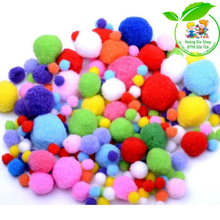 Quả bông Pom pom túi 200 quả trộn size