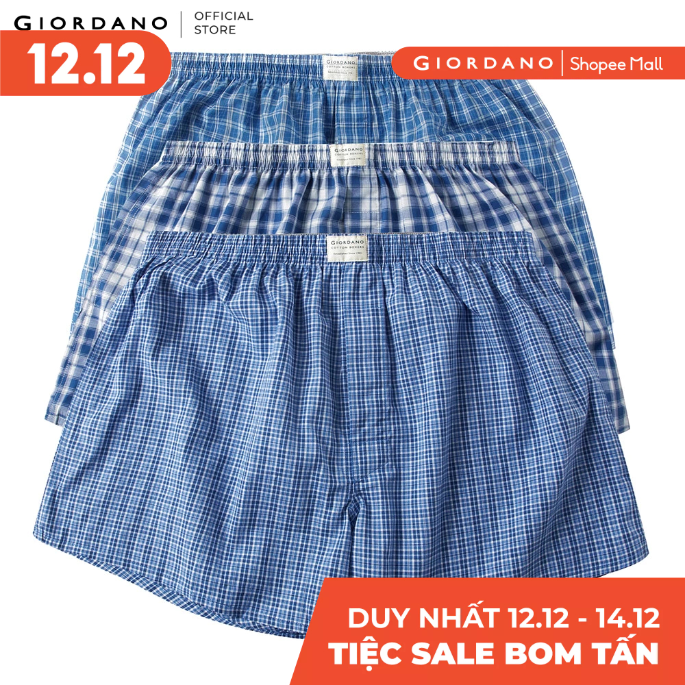 [Special Deal] Bộ 3 Quần Lót Ngủ Nam Giordano Men's Cotton Boxers 01179139