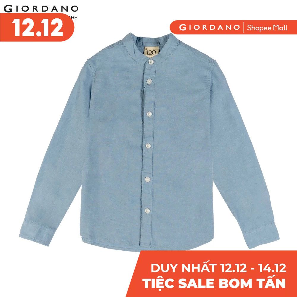 Áo Sơ Mi Tay Dài Trẻ Em Linen Shirt Giordano 03043216