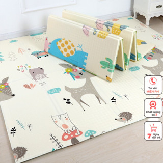 Thảm xốp cho bé XPE gấp gọn tấm lót trải sàn 2 mặt chống thấm chống trơn hàn quốc phủ silicon 1m8 2M