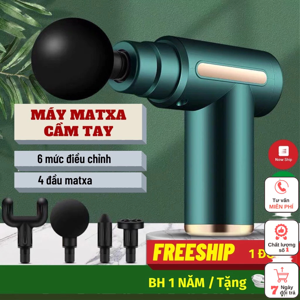 Máy massage đấm lưng cầm tay đa năng Trị Liệu Cổ Vai Gáy 4 Đầu 6 Chế Độ- giảm đau mỏi cơ