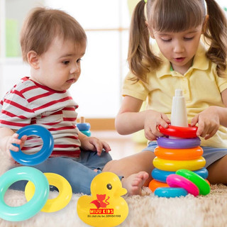 Bộ tháp xếp chồng 7 sắc cầu vồng cho bé nhận biết màu sắc kích thước