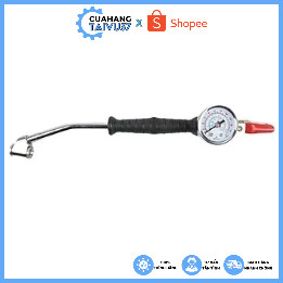 Tay bơm lốp cong, 2 đầu, có đồng hồ chuyên bơm lốp kép/ tay bơm lốp xe tải xoáy ti van, có đồng hồ