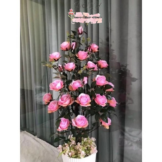 Cây hồng tư quy cao cấp - hoa lụa -hoa giả - cây giả deco