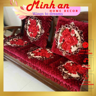 Thảm ghế gỗ đệm ghế sofa MẪU HOA TRÒN BÉO bộ 3 tấm thảm trải mẫu mới nhất-MINH AN HOME DECOR