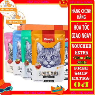 Combo 10 gói pate wanpy ⚡rẻ nhất⚡ cho mèo 80g/gói thơm ngon