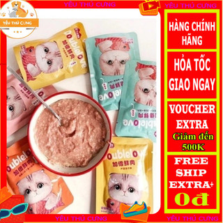 Pate súp thịt sợi DoubleLove dành cho mèo cưng bổ sung DHA Yêu Thú Cưng
