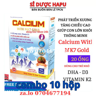 Canxi sữa tăng chiều cao cho bé, chắc khỏe xương cho bé từ 6 tháng tuổi Calcium With MK7 Gold - Hộp 20 gói - Chuẩn GMP B