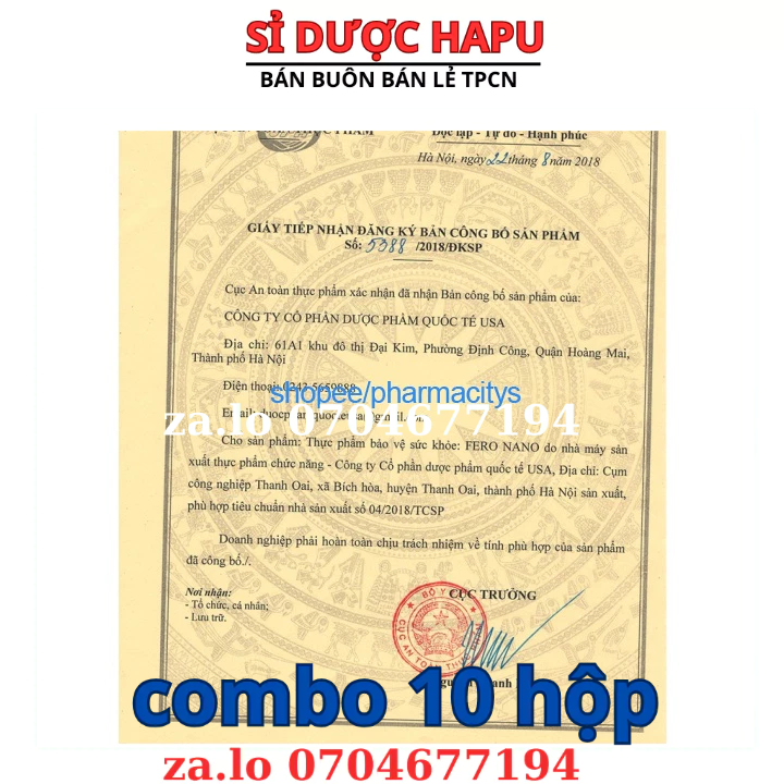 Viên uống Fero Nano bổ sung Sắt, Acid Folic cho người thiếu máu não, phụ nữ mang thai và sau sinh hộp 100 viên