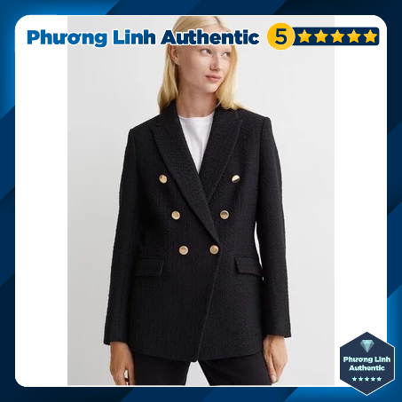 Áo blazer dạ tweed chiết eo dáng ôm H&M Auth New Tag có sẵn 0966292002