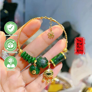 Vòng tay vàng10k mix cham đá sơn thuỷ ☯ hợp ngũ mệnh ☯ hộ thân, bình an, tài lộc, may mắn, tình duyên