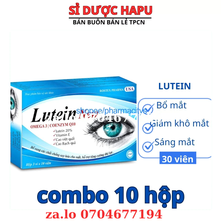 Viên uống bổ mắt Lutein New Omega 3 hỗ trợ tăng cường thị lực - Hộp 30 viên(combo 10 hộp)