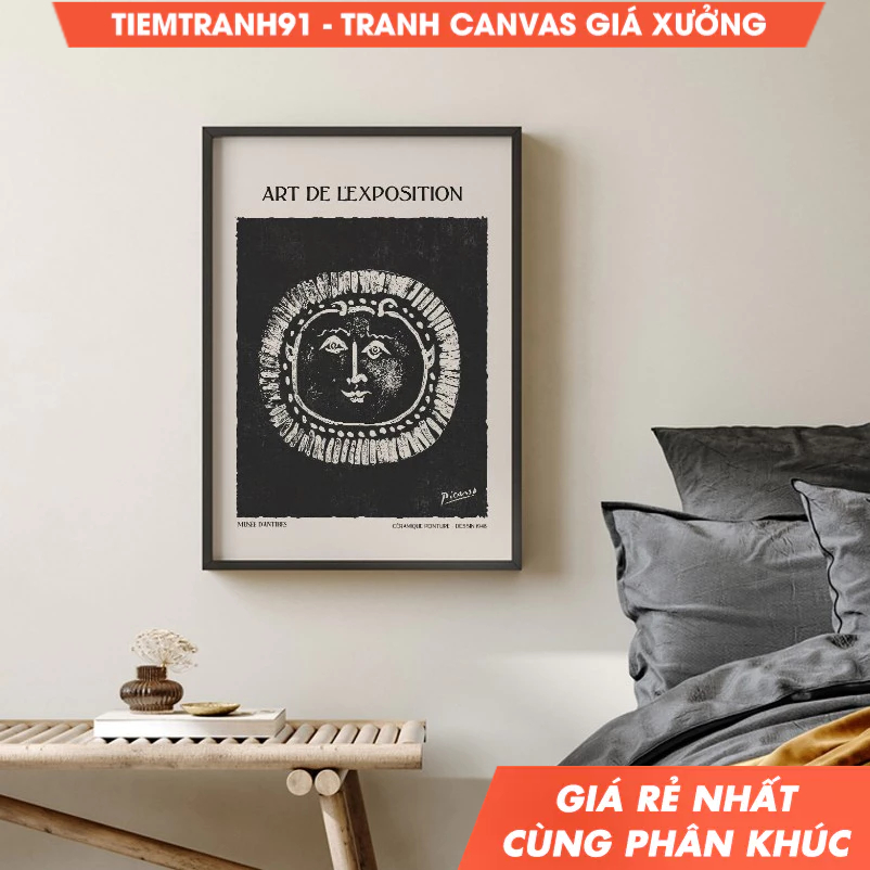 Tranh treo tường, Pablo Picasso Poster, Ceramique Peinture - Dessin 1948, Musee Dantibes, tặng kèm đ