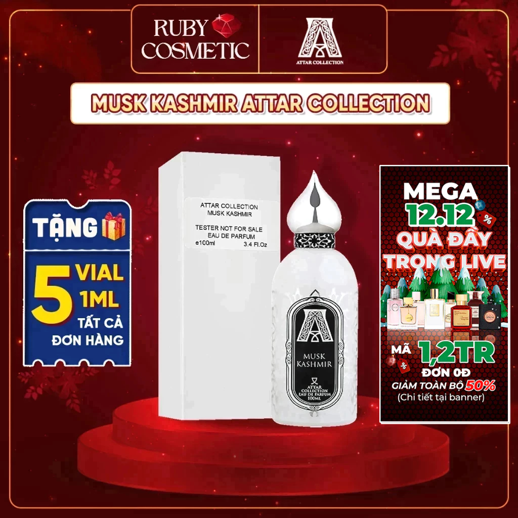 Nước hoa unisex Musk Kashmir Attar Collection Hương xạ tinh khiết gỗ thơm Lâu - RubyCosmetic