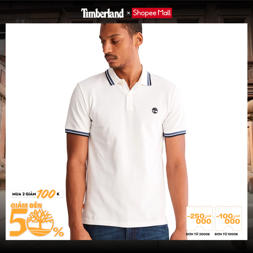 [SALE] Timberland Áo Thun Polo Nam Millers River Tipped Pique Polo Slim TB0A62SH