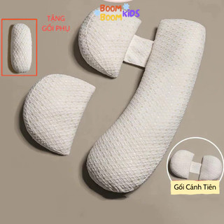 Gối Bầu Cánh Tiên, Gối Kê Bụng Bầu Màu Trắng Vàng Cao Cấp Có Thể Điều Chỉnh Theo Nhiều Tư Thế Của Mẹ
