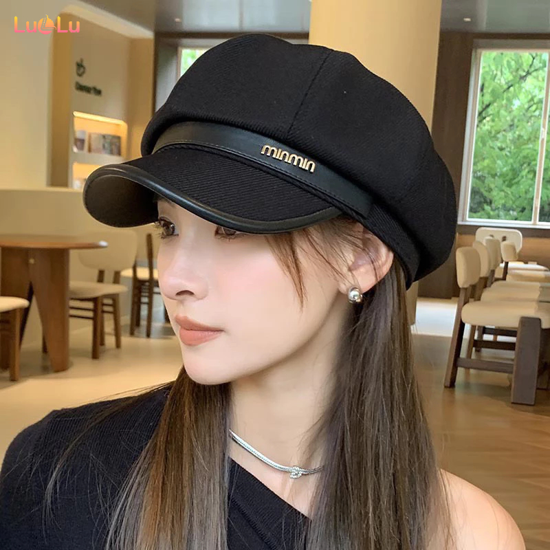 Mũ beret Màu Đen Phong Cách retro Nhật Bản Mũ Thời Trang Thu Đông Nữ Phong Cách Đơn Giản Và Linh Hoạt