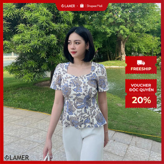 Áo LAMER Ly Xếp Eo Cổ Vuông L61B23H045