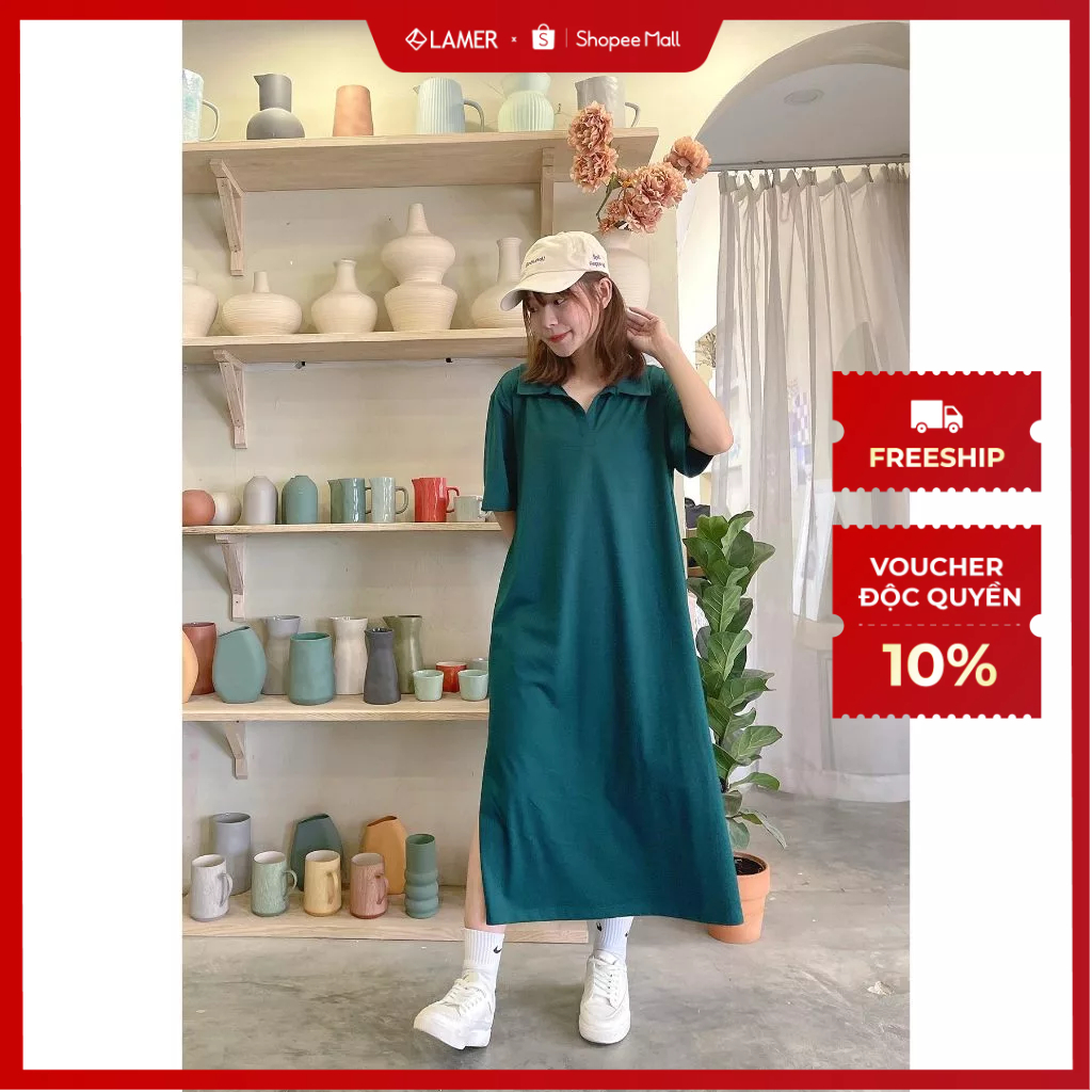Đầm Suông LEH Cổ Đức Xẻ Gấu H63T22H005