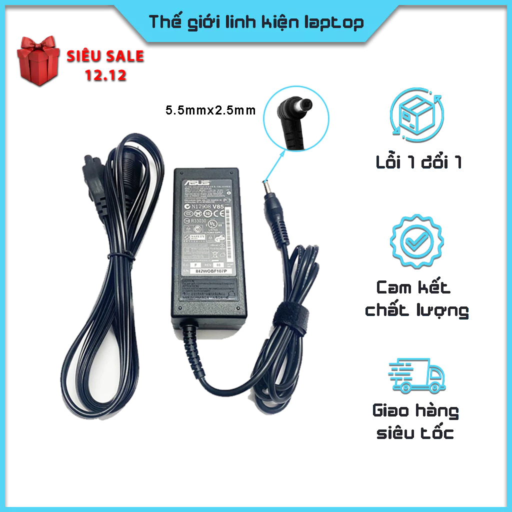 Sạc laptop Asus 19V-3.42A (5.5mmx2.5mm) – ZIN
