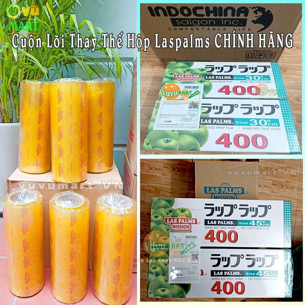 Lõi Màng Bọc Thực Phẩm LASPALMS CHÍNH HÃNG 400 và 600, Thay Thế Khi Hết Màng Hộp: Co dãn, Bám dính - Lõi vàng, dẻo dai