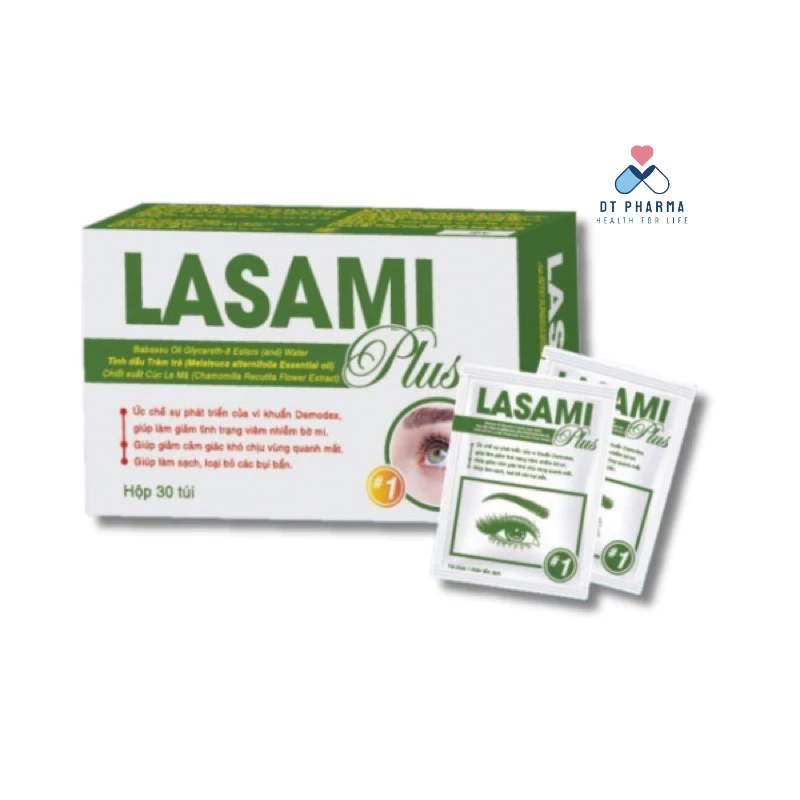 Gạc lau mi mắt LASAMI PLUS  giúp vệ sinh bờ mi ( Hộp 30 miếng )