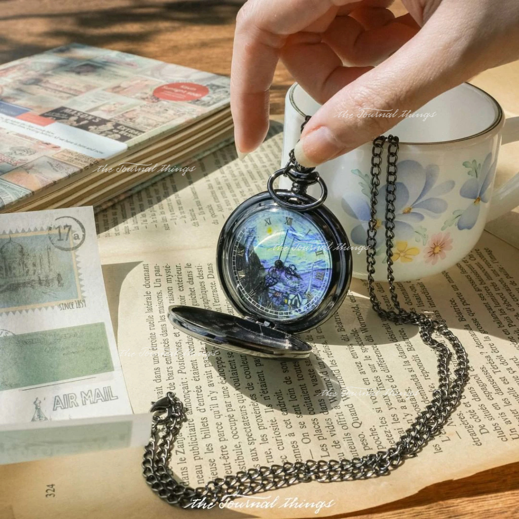 Đồng hồ Bỏ Túi Starry Night, Totoro, Harry Potter, Hogwarts (Đồng Hồ Quả Quýt Phong Cách Cổ Điển)